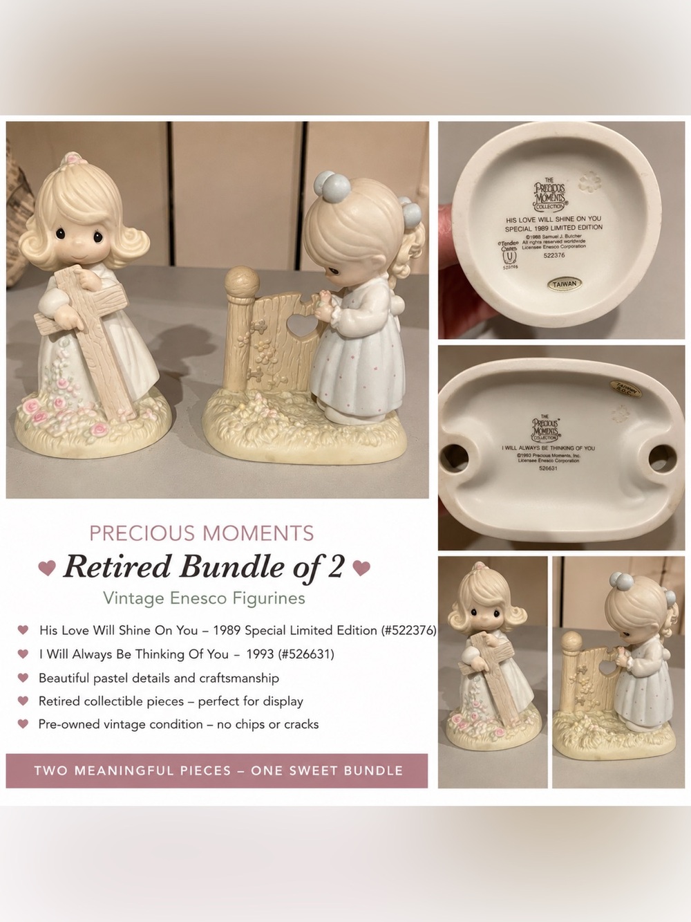 Enesco Precious Moments Cream Figurine Pair with Pastel Accents (retired )